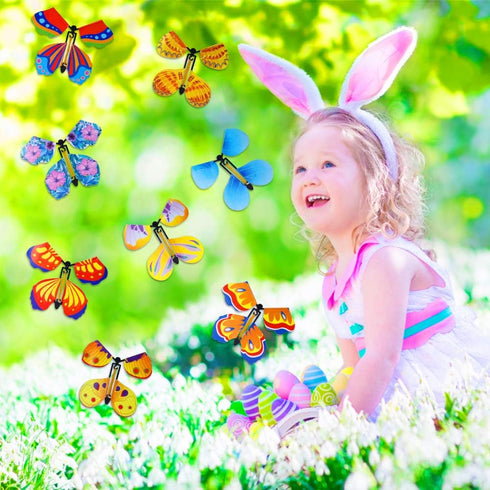 Outee 10 Packs Flying Butterfly Card Surprise, Wind Up Butterfly Gift Toy for Teacher Appreciation and Xmas Gifts
