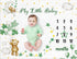Sleeping Bear Monthly Baby Milestone Blanket Bear Star Balloon Flannel for Boys Girls Nursery (Green)