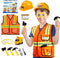 Construction Worker Costume for Boys, Toddler Builder Career Outfit for Pretend Role Play, Ages 3-7