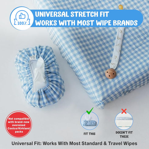 Packages Baby Wipes Cover Universal Size, One Size Fits All Wipes | Muslin Cotton Tissue Cover for Nursery, Diaper Bag
