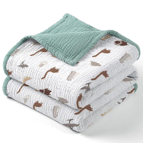 lulumoon Muslin Baby Blanket for Boys: Soft Cotton Toddler Blanket with Dinosaur