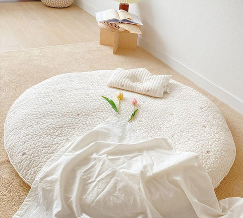 Jackcsale Baby Play Mat for Infant Toddler - Round Cotton Detachable Washable Crawling
