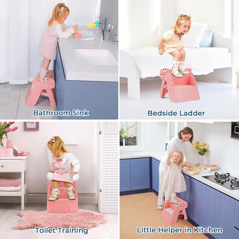 Counter Onasti Toddler Step Stool Foldable Kids Step Stool,Bathroom Stool for Toddlers Non-Slip Toddler Step Stool