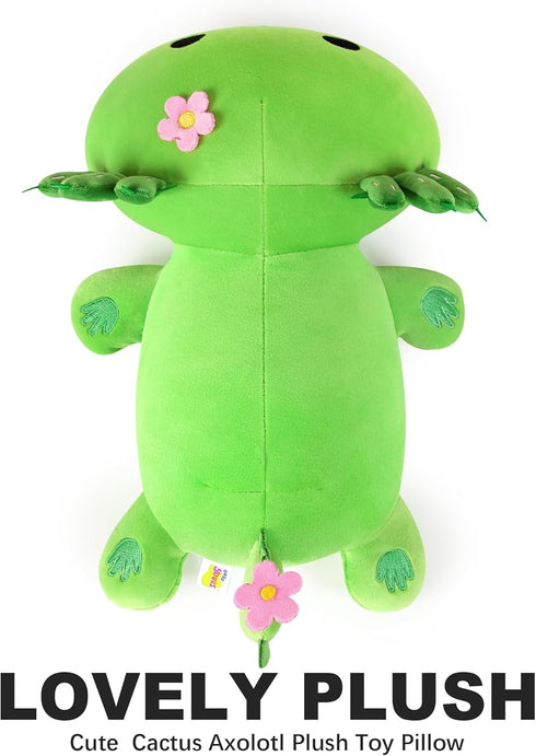 Onsoyours Cute Axolotl Plush, 13" Soft Stuffed Animal Salamander Pillow - Kawaii Plushie Toy for Kids (Axolotl Cactus)