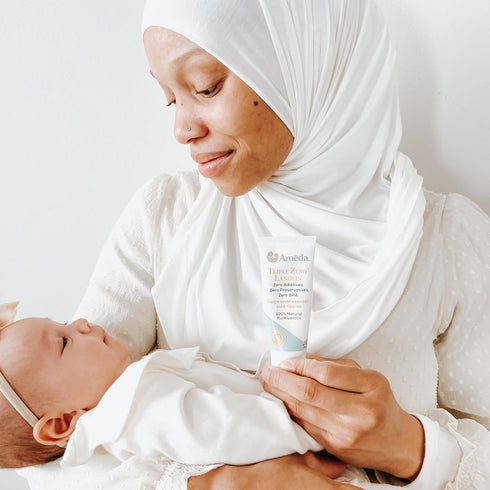 Ameda Triple Zero Lanolin Nipple Cream for Breastfeeding Pain, All Natural, 35g/1.2oz, Pure Lanolin Balm