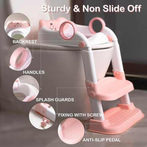 Potty Training Seat, Cute Tiger Design Elements, Foldable Toilet Seat with Soft Cushion, Suitable for Both Boys