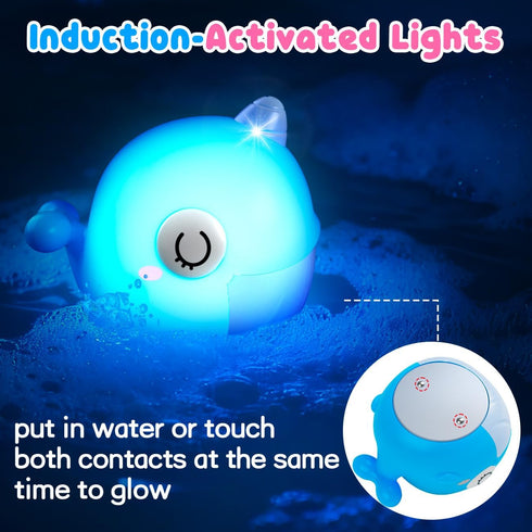 1-3, 1 2 3 3-5, 6 Pack Light Up Bath Toys for Kids Ages Pool Toys for Year Old Girl Boy, Water Activated Bath Toys