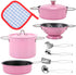 Kids Stainless Steel Play Kitchen Set, 11 Piece Pretend Play Pots and