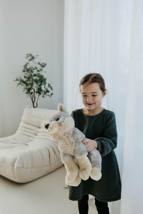 The Petting Zoo Wolf Stuffed Animal, 12 Inch Grey Wolf Plush Toy, Gifts for Kids, Wild Onez Zoo Animals