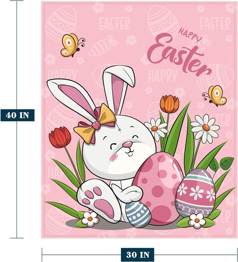 YeeJu Easter Baby Throw Blanket 30x40 Small Pink Easter Rabbit Bunny Egg Blanket for Toddler Swaddle Pet Crib Soft Fuzzy Plush Fleece Blankets and Throws Cute Spring Floral Blanket by YeeJu