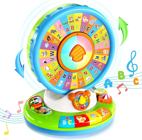 1 2 3 2-3, 1st Duchong Learning Toy for Kids Year Old Boys Girls, Spin and Sing Alphabet Zoo with Sounds, Interactive