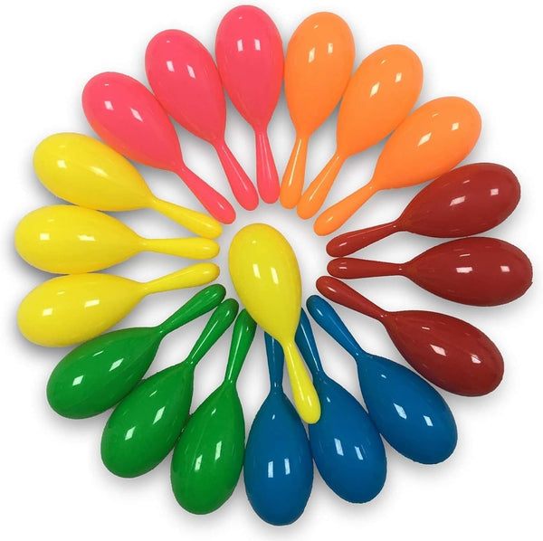 OuMuaMua 12pcs Mini Maracas for Kids, Plastic Maraca Shakers for Fiesta Party Favors, Music Party Supplies