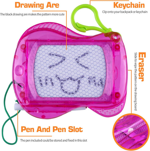 30 Pack Kid(6 Mini Magnetic Drawing Board for Colors), Keychain Clip Doodle sketch Writing Pad Goody Bag Filler, Toy