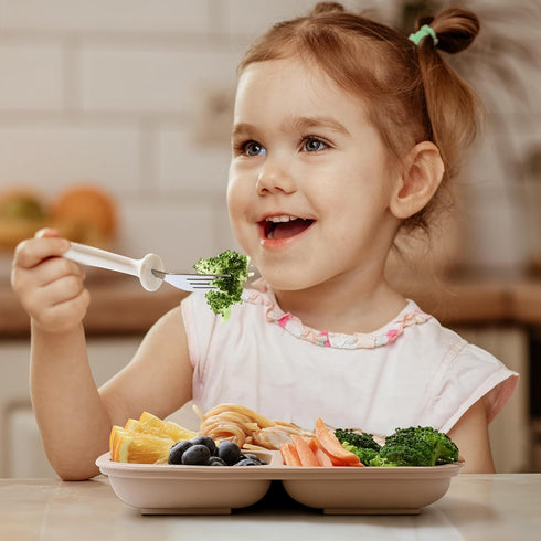 6 Pieces Toddler Utensils Set, Children Silverware with Silicone Handle, Safe Spoons and Forks, Dishwasher Safe
