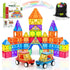 Magnet Tiles for Kids 136 PCS with 2 Cars Bases, STEM Magnetic