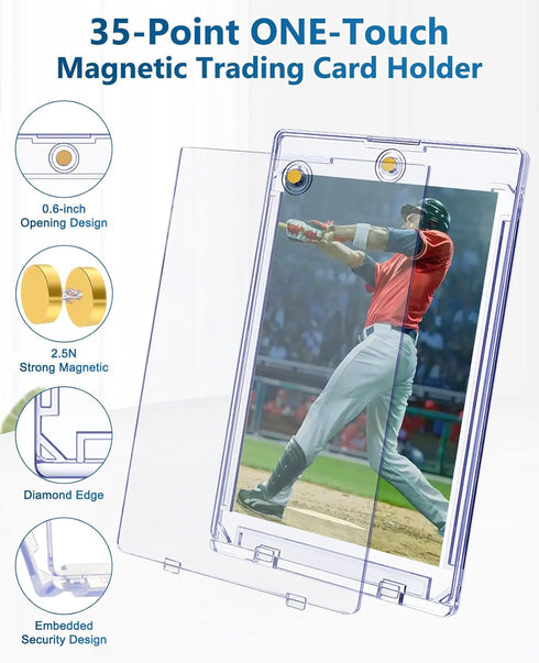 50ct 35pt Magnetic Card Holders: One Touch Card Holder for Trading Cards, U-V Protection Hard Cards Sleeves Case