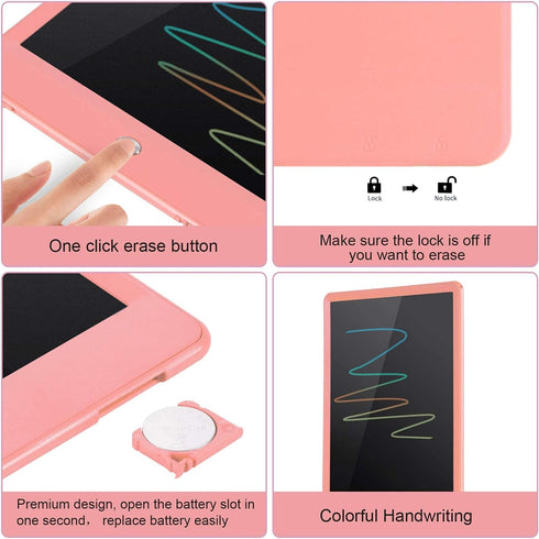 LCD Writing Tablet for Kids - Doodle Board with Bag, 10-Inch Colorful Screen Drawing Tablet, Gift for 3-6 Years