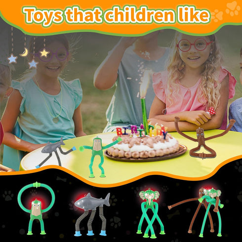 yewfall Kids,4Pcs Sensory Toys Italian Brainrot Pop Tubes Fidget Toys for Toddler Travel Toys with Suction Cups