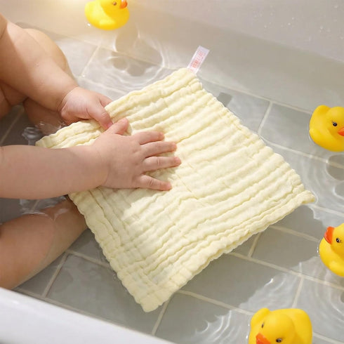 CoekMoed 5 Pcs Baby Muslin Washcloth, Soft Newborn Face Towel, Cotton Extra Absorbent Burp Cloths for Baby,Breathable