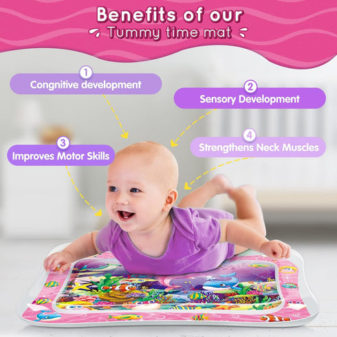 Infinno Tummy Time Water Mat for Babies, Sensory Development Toy for 3-9 Months, Great Gift Idea