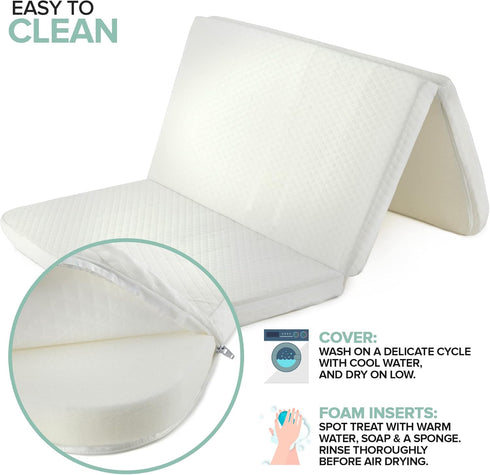 Pack Foldable Travel n Play Mattress Pad with Bag, Waterproof Portable Mini Crib Mattresses, Baby Bed Playpen Memory