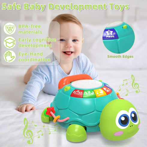 KaeoHye 6-12 12-18 Light&SoundTummy 3-6 4 5 7 8 9-12 18 Musical Turtle Baby Toys MonthsBaby Crawling Toys