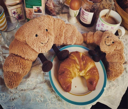 WeightedPlush 9" Croissant Plush, Cute Smile Bread Pillow Stuffed Animals, Funny Soft Food Toy for Kids