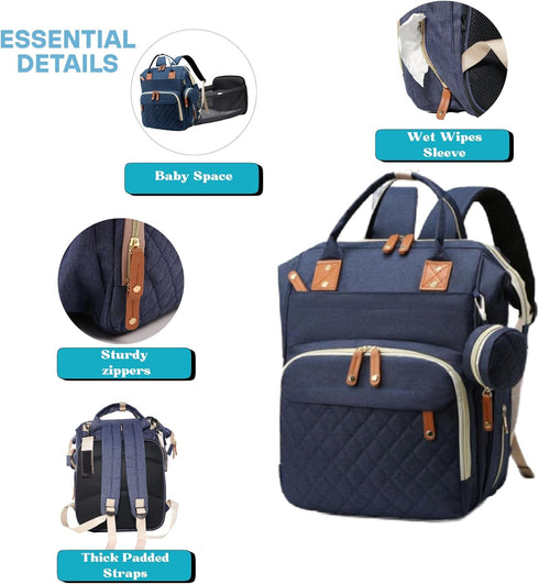 Sweet BB Backpack Baby Diaper with Changing Pad, Waterproof, USB Port, Large Capacity (Blue)
