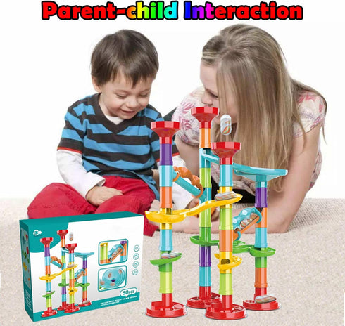 ailixinda 50 Set,STEM Set 15 PCS Marble Toy Premium Educational Building Block Toy,Marble Track Race with Glass Marbles