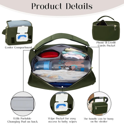 Pack printe Small Diaper Bag with Portable Changing Pad, Crossbody Diaper with Wipes Pocket, Women Waist Bag for Travel