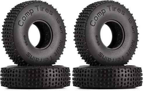 INJORA 1.0 Tires-S4 Multi Terrain Pin Crawler Tires for TRX4M SCX24 AX24 FCX24 Upgrade Parts, 65 * 19mm
