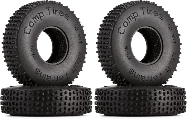 INJORA 1.0 Tires-S4 Multi Terrain Pin Crawler Tires for TRX4M SCX24 AX24 FCX24 Upgrade Parts, 65 * 19mm