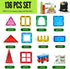 136 2 3-12, Set Magnet Tiles for Kids PCS with Cars Bases, STEM Magnetic Tiles for Toddlers, Educational Learning Toys