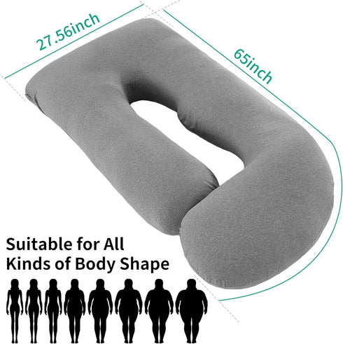 Wodsfay -65 Inch 65inch) U-Shaped Pregnancy Pillow for Sleeping, Full Body Support for Back, HIPS & Belly Maternity
