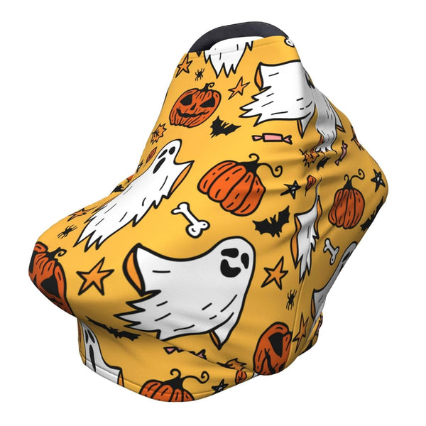 Schgap Halloween Ghost Pumpkin Car Seat Covers Canopy for Baby Nursing Cover Breastfeeding