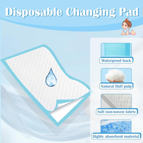 CACASO 100 Pack Pads,18 x24 Disposable Changing in in Baby Disposable Underpads,Absorbent Incontinence Pee