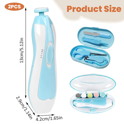 Hotainoys 6-in-1 2 Trimmer Trimmer Baby Nail Filer Electric, Speeds Bidirectional Rotation Baby Nail with LED Light