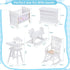 5 Pcs 1:12 Scale Wooden Dollhouse Furniture Set - White Miniature Wood Bedroom Accessories for Creative Play
