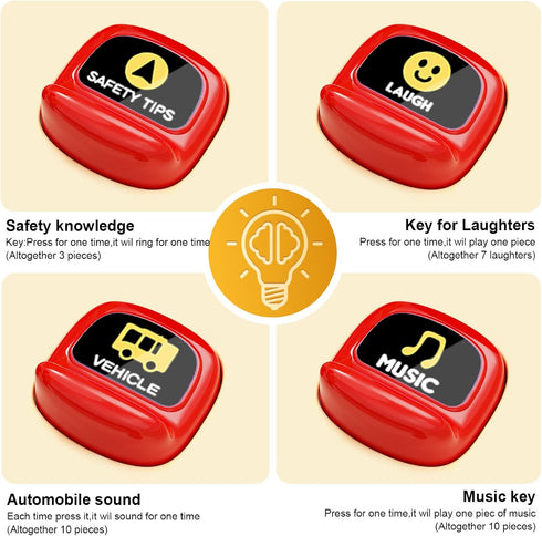 3-5 HONGTUO Fire Truck Toys with Teaching Meaning, Simulation Steering Wheel Driving Toy, Toddlers Fire Truck Toy