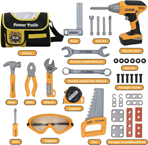 Set Set 3 4 5 Kids Tools for Boys,Toddler Tool with Tool Bag & Electronic Drill,Construction Pretend Play Tools