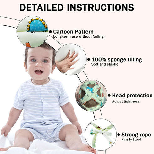 Adjustable Infant Baby Safety Helmet & Baby Knee Pads 3 Pairs Toddler Protector Cap Soft Cotton Cushion, A Bump-Free Safety Hood for Your Baby to Learn to Crawl, Walk, and Run with Soft Knee Pads by REFLYAWAY