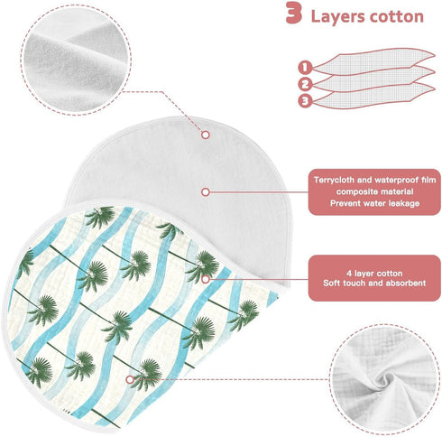 decor gift Summer 4 Pack 22x11in Cotton Muslin Burp Cloths Large Easy Care Beach Palm Tree Feeding Cloth for Babies boy