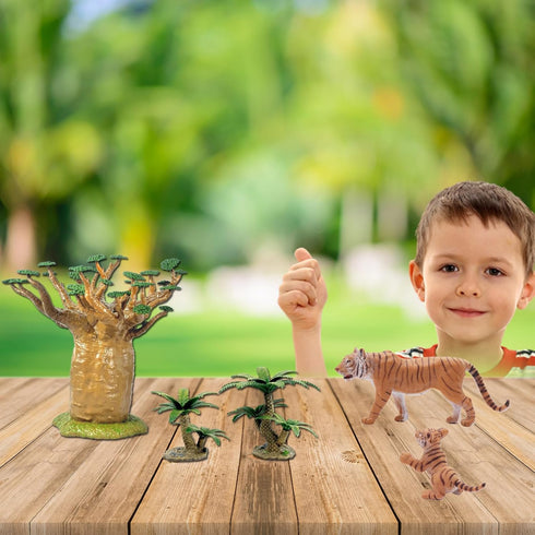 Gemini&Genius Tiger Toy Figures for Kids, Safari Animal Action Figures with Cub, Great for Gifts and Party Favors