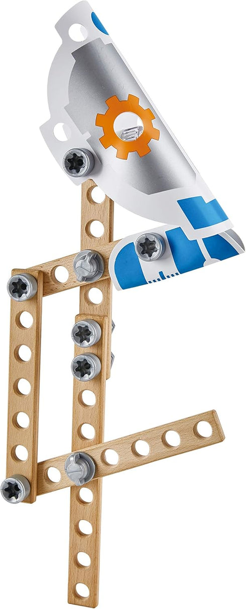 Hape Three Experiment Kit - Junior Inventor Kids Physics Mechanical Crane, Grabber & Climbing Frog Play Set