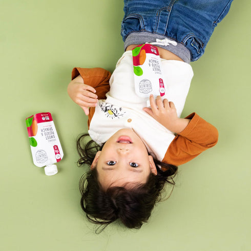 Serenity Kids 6+ Months USDA Organic Veggie Puree Baby Food Pouches | Sweet Potato & Spinach | 3.5 Ounce BPA-Free Pouch