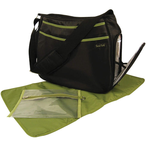 Ultimate Hobo Style Tote Diaper Bag - Trend Lab Black with Avocado