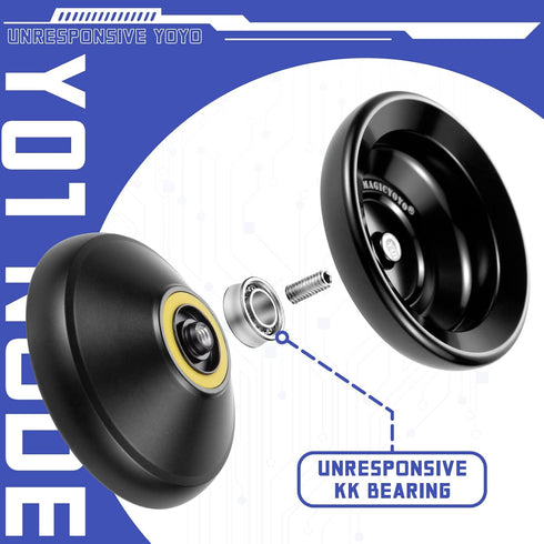 MAGICYOYO Professional Unresponsive Yoyo Y01 Node, Metal Aluminum Yo Yo for Advanced Players, Black
