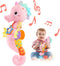 Baby Toys Musical Seahorse, Soft Sensory Stuffed Animal with Crinkle and Rattles for Newborns (Pink)