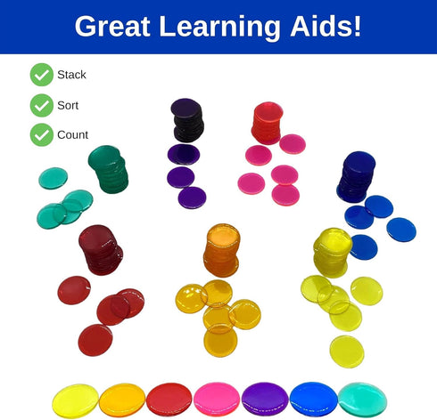 MR CHIPS Plastic Bingo Chips for Games - 150 Count Bag in Solid and Transparent Colors, Red 3/4 Inch