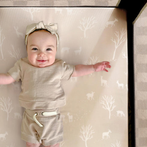 Stretchy Ultra Soft Jersey Knit Fitted Pack n Play Sheets, 3 Pack, Beautiful Blush Pink Floral